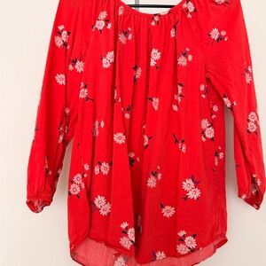 Old Navy Red Floral Blouse